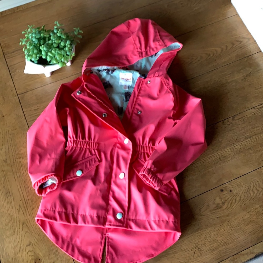 LIKE NEW girls Cat & Jack hooded raincoat size XS